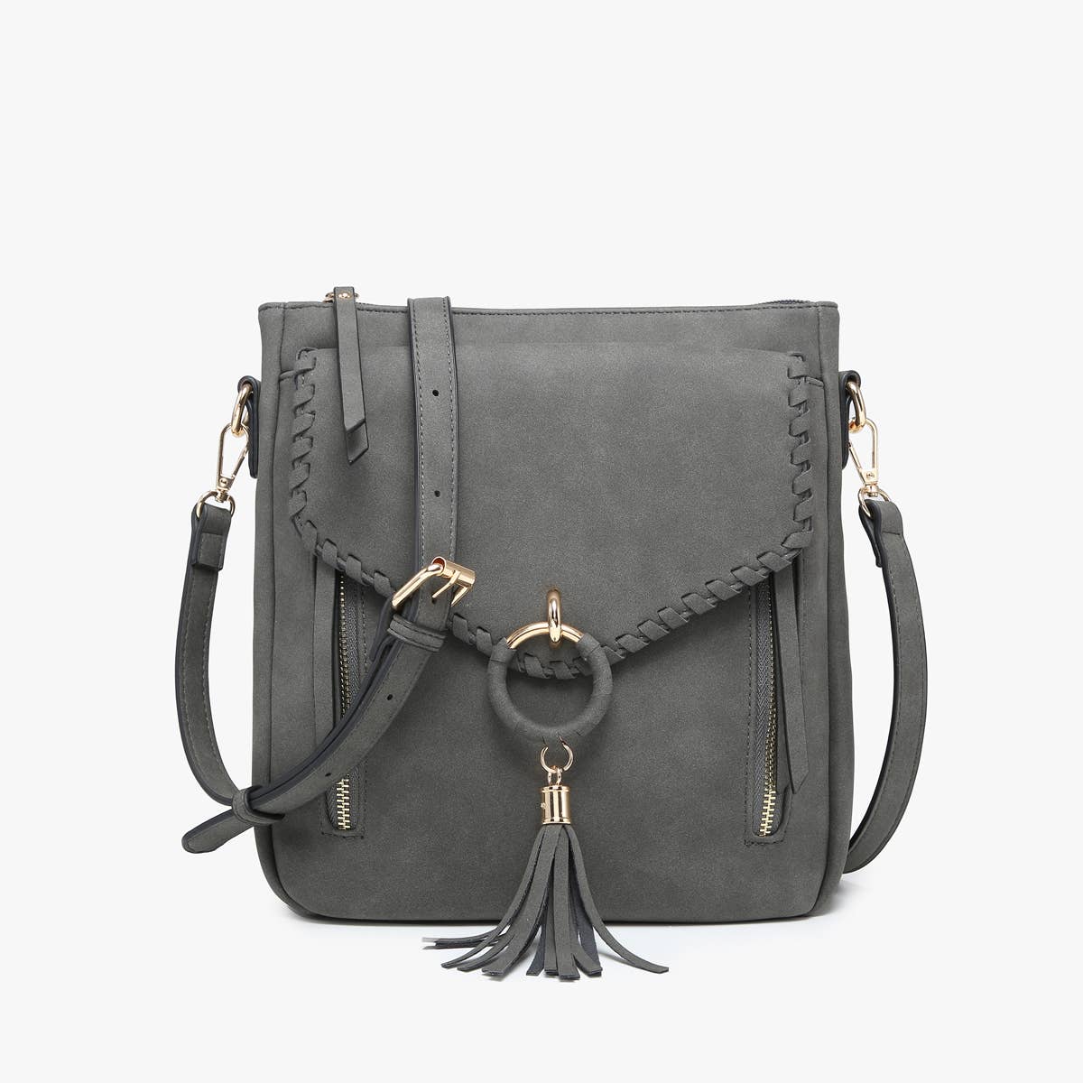 Layla Faux Suede Whipstitch Crossbody