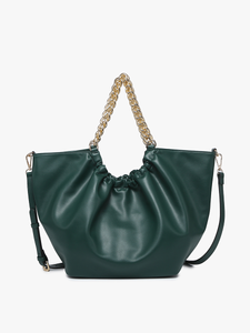 Stassi Slouchy Satchel w/ Chain: Forest Green