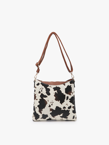 Emma 3 Compartment Crossbody: Cow-Brown