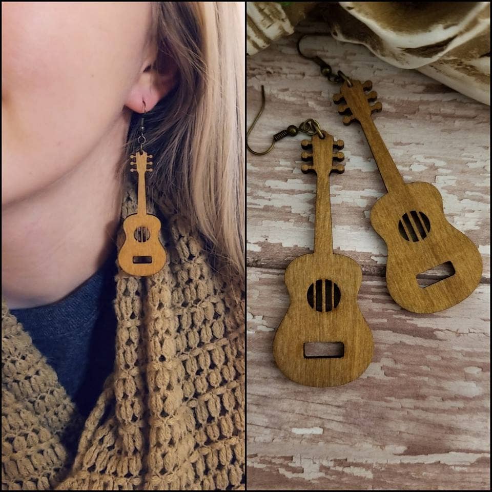 Guitar Wood Earrings