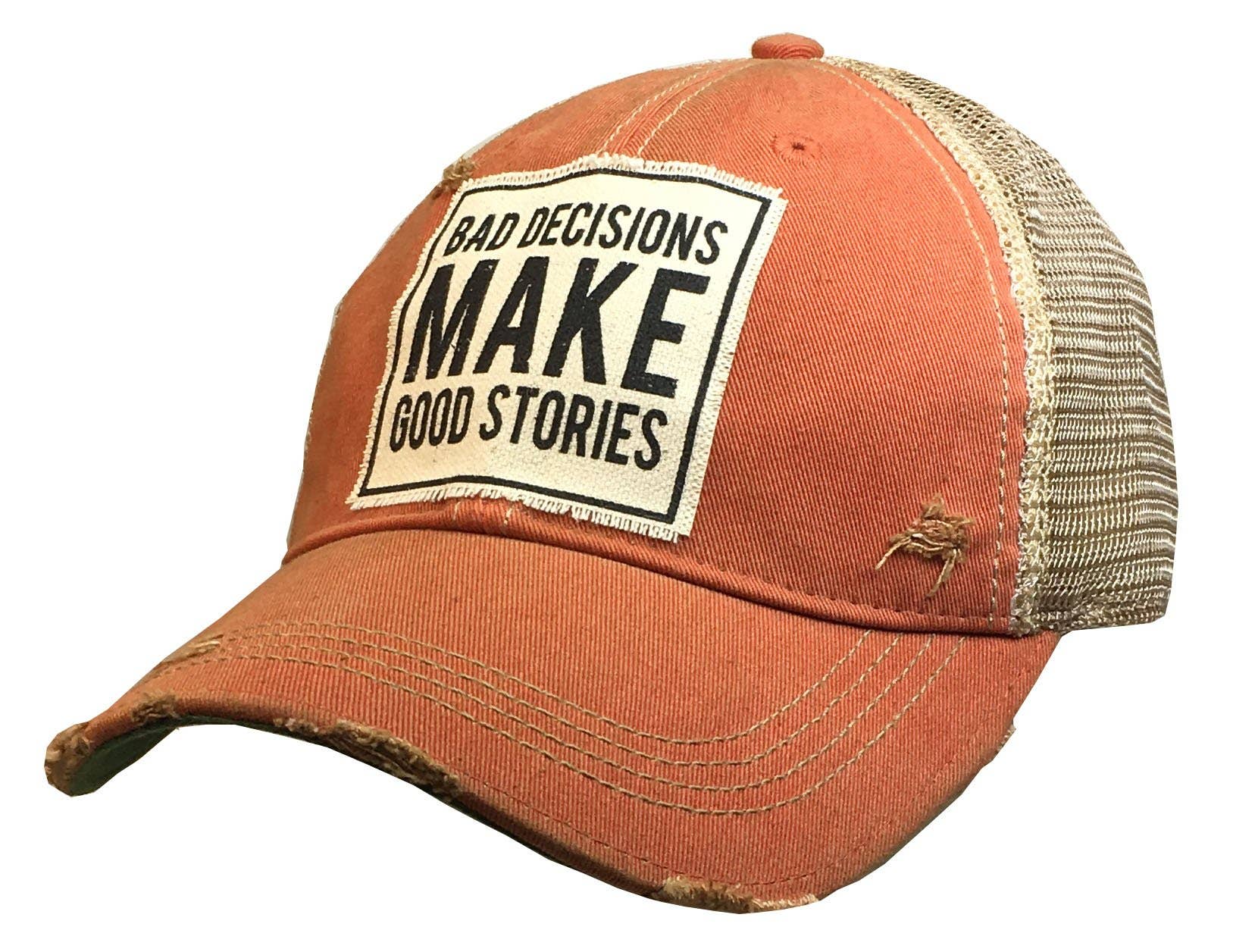 Bad Decisions Make Good Stories Distressed Trucker Cap