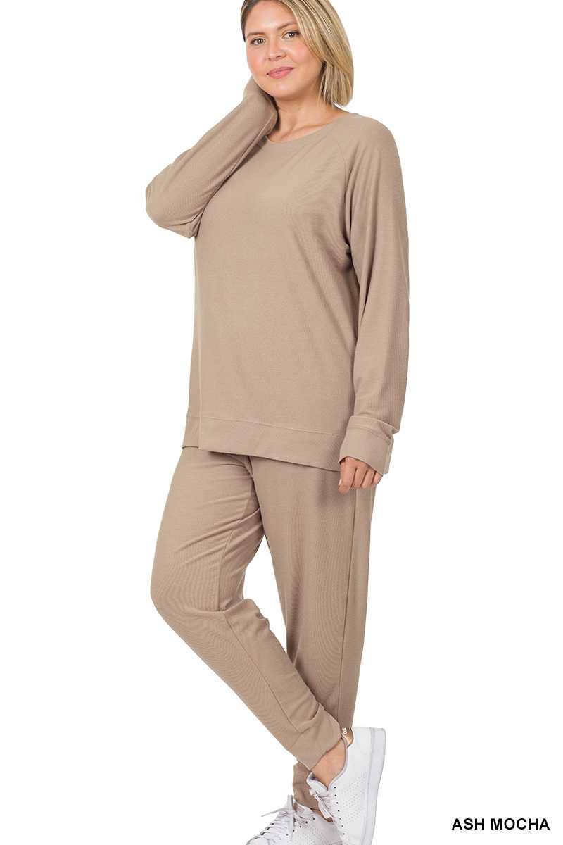 Plus Size French Terry Pullover And Jogger Set