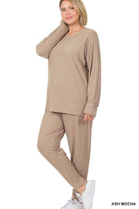 Plus Size French Terry Pullover And Jogger Set