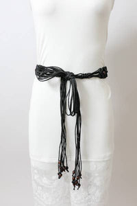 Black Macrame Self Tie Belt