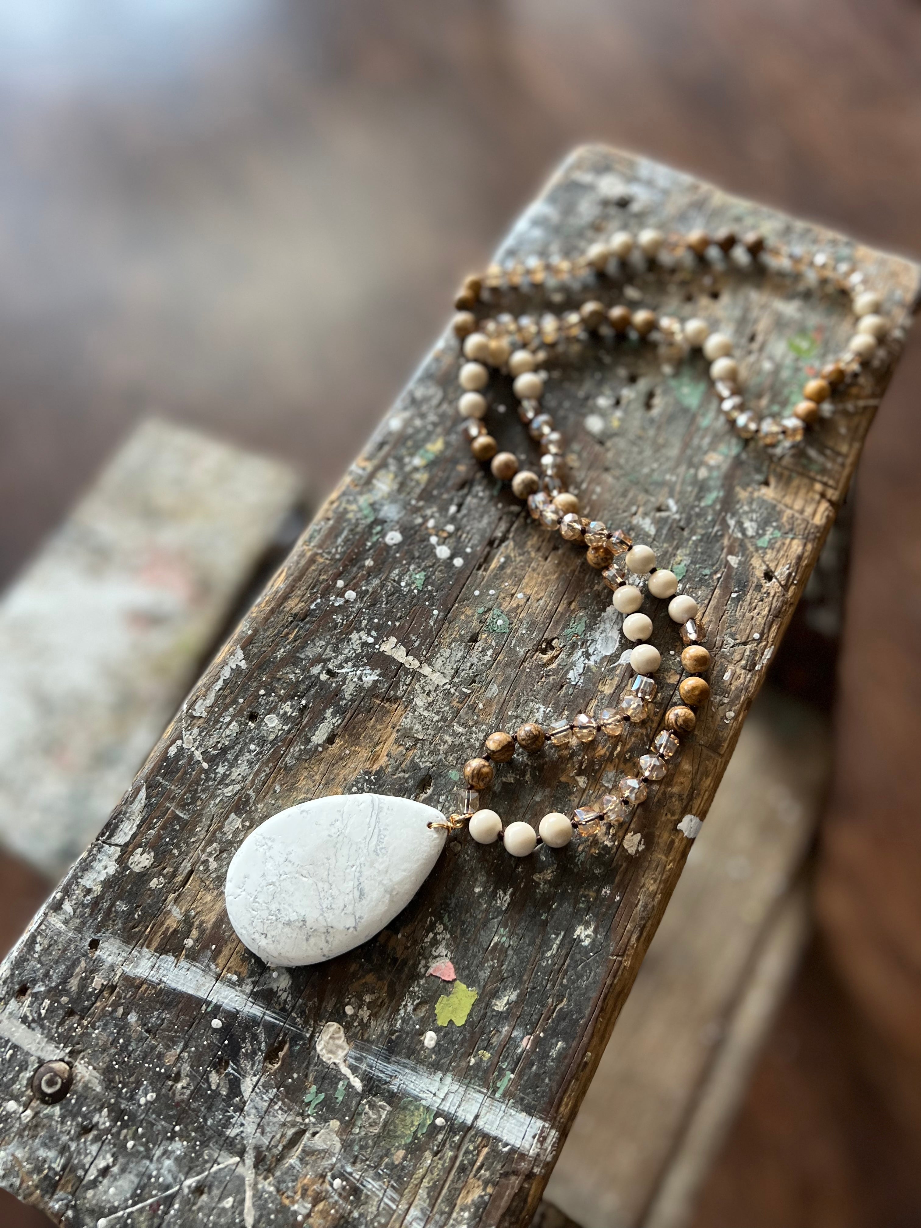 Large Howlite Stone Necklace