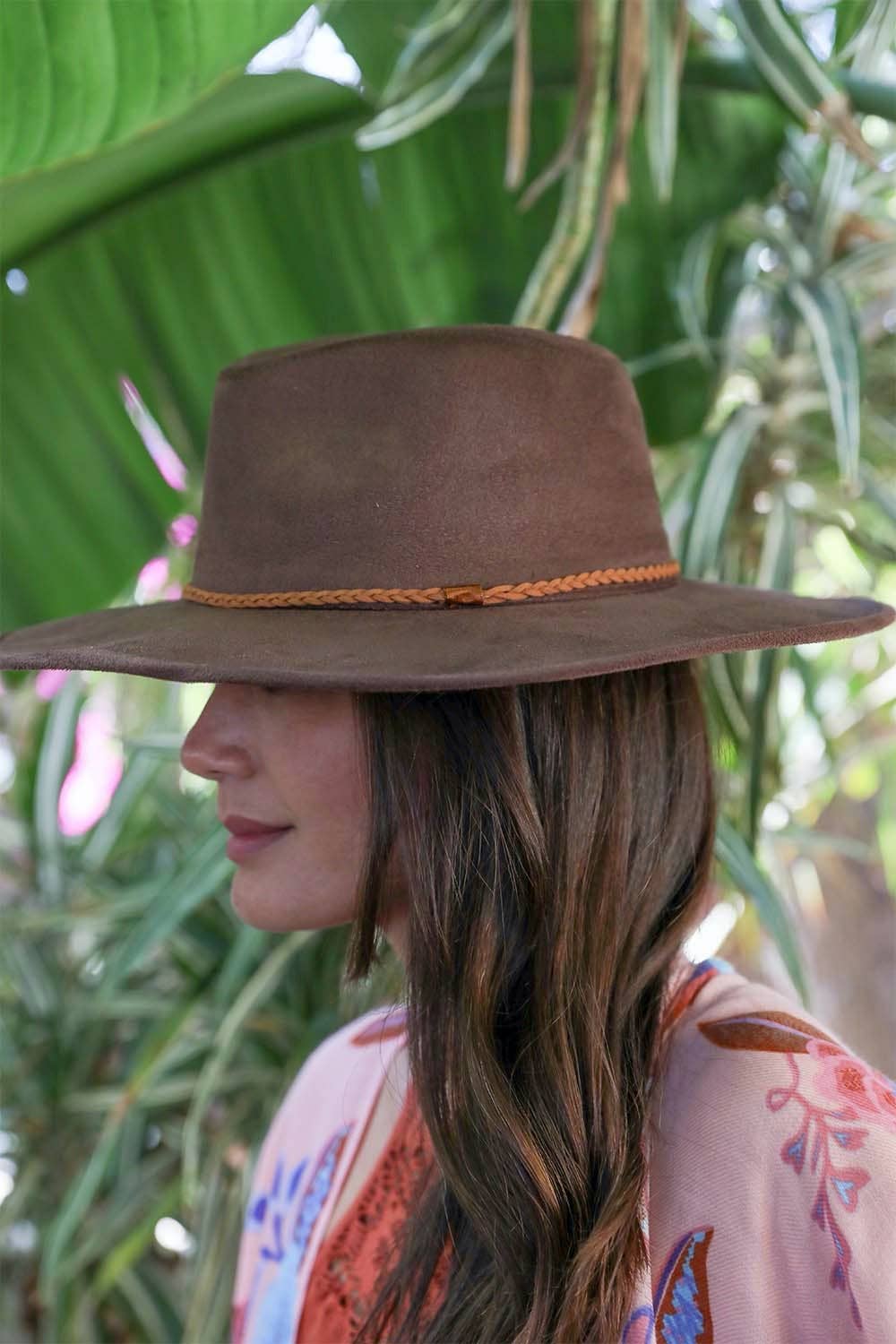 Brown Wide Brim Braided Bolero Hat