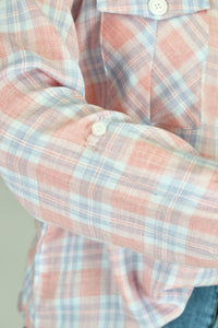 Light weight woven plaid button shirts