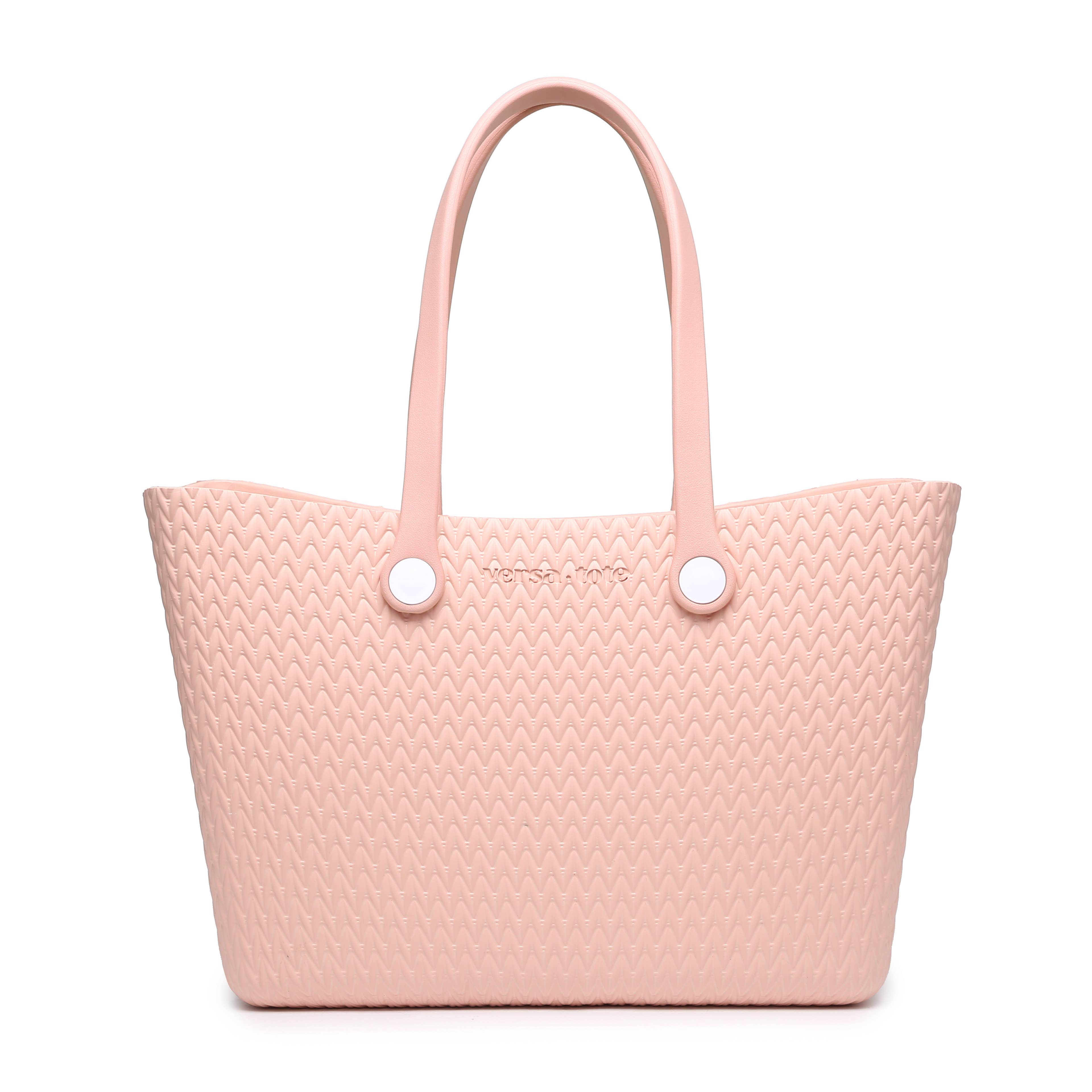 Carrie Textured Versa Tote  Pink