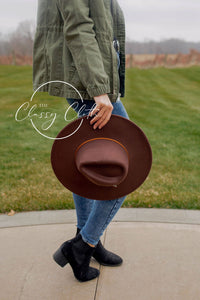 Wide Brim Hat w/ Belt - Mocha