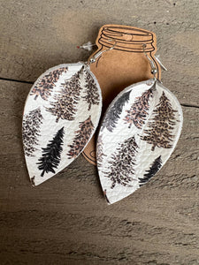 Leopard Christmas Tree  Leather Earrings