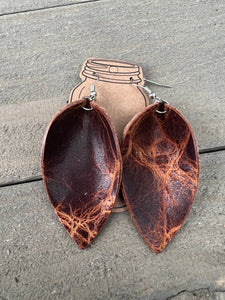 Brown Distressed  Leather Earrings