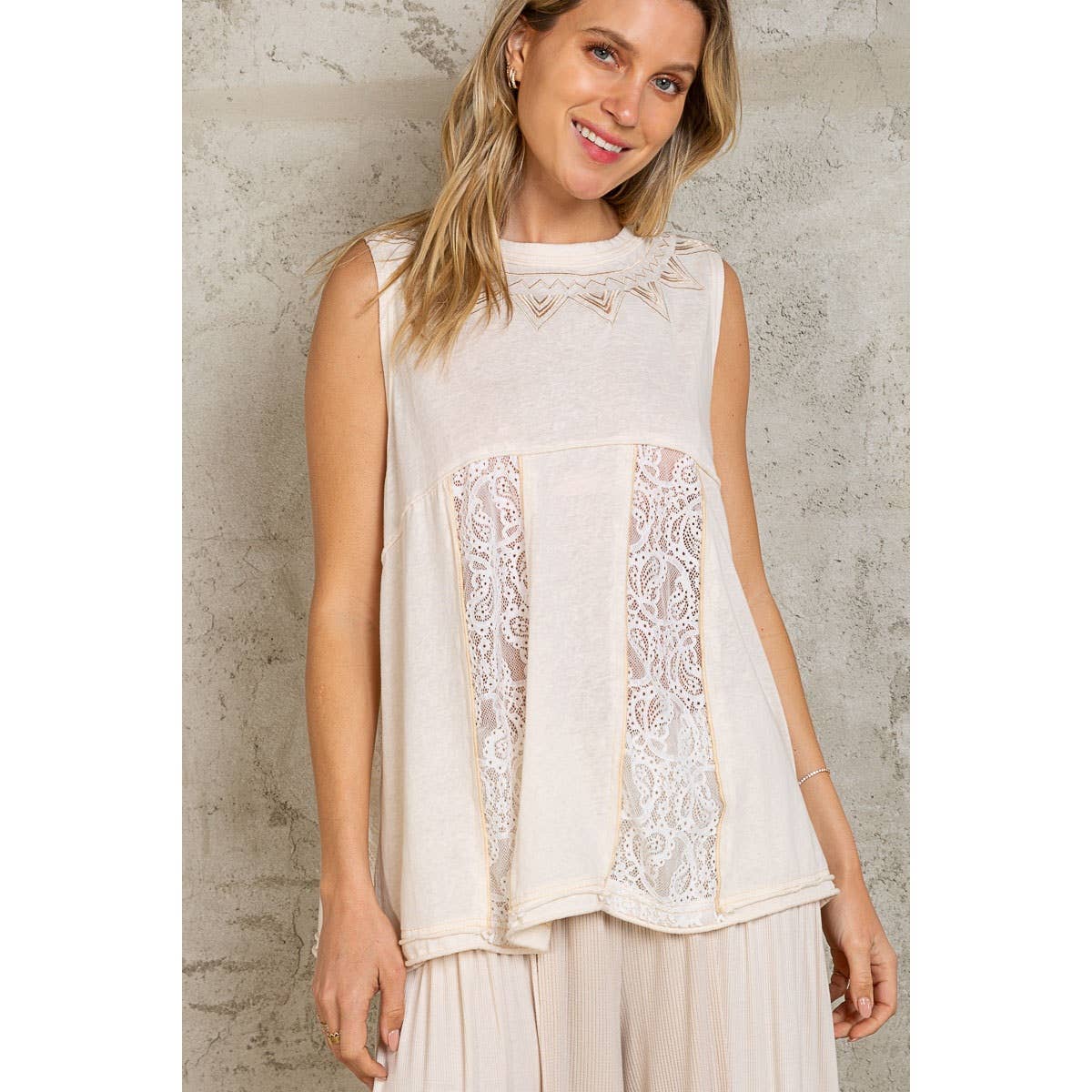Sleeveless embroidered top